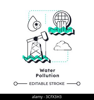Water pollution modern linear concept icon Stock Vector