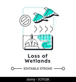 Loss of wetlands modern linear concept icon Stock Vector