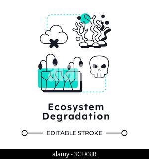 Ecosystem degradation modern linear concept icon Stock Vector