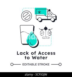 Lack of access to water modern linear concept icon Stock Vector