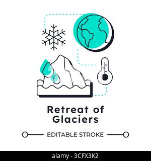 Retreat of glaciers modern linear concept icon Stock Vector