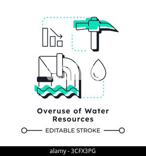 Overuse of water resources modern linear concept icon Stock Vector
