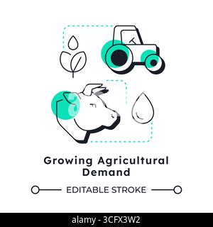 Growing agricultural demand modern linear concept icon Stock Vector