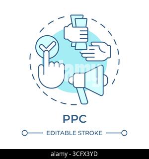 PPC soft blue concept icon Stock Vector