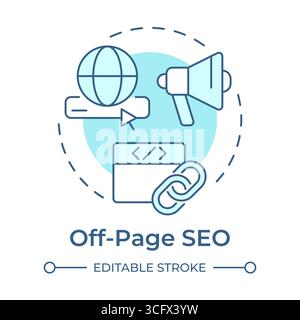 Off-page seo soft blue concept icon Stock Vector
