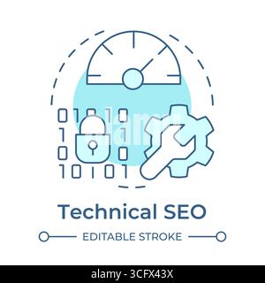 Technical seo soft blue concept icon Stock Vector