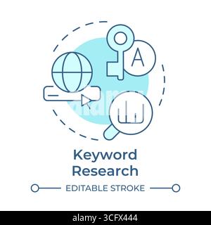 Keyword research soft blue concept icon Stock Vector