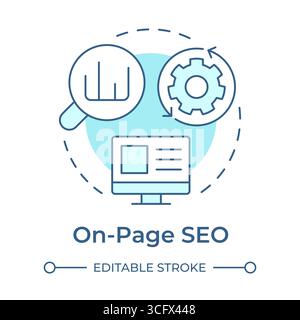 On-page seo soft blue concept icon Stock Vector