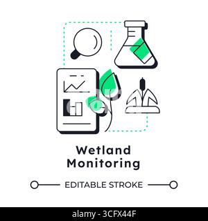 Wetland monitoring modern linear concept icon Stock Vector
