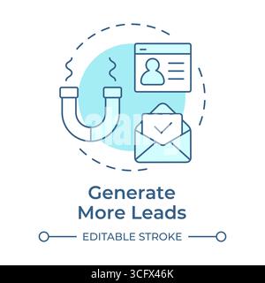 Generate more leads soft blue concept icon Stock Vector