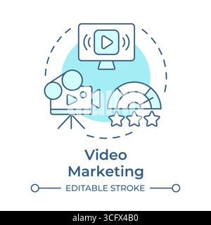 Video marketing soft blue concept icon Stock Vector