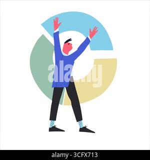 Working on financial markets concept. Portfolio management process. Vector illustration in flat style Stock Vector