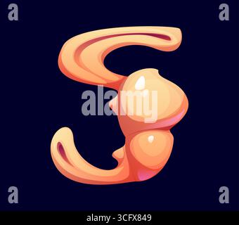 Reef seashell cartoon font digit 8 eight. Underwater mollusk shell kids ...