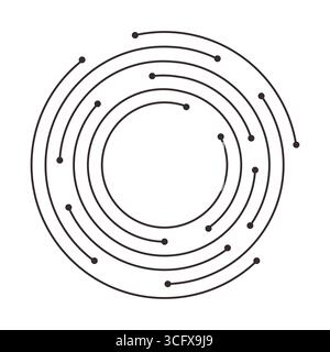 Circuit board circle line dots connection. Motherboard electronic technology data, electrical board, cpu. Programming science, computer system elements. Vector illustration Stock Vector