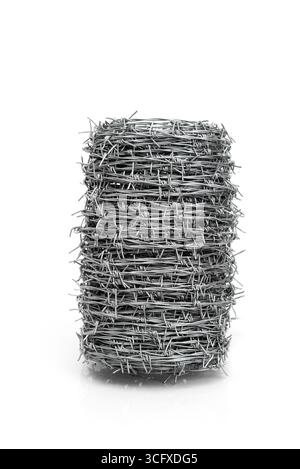 Coil of Barbed wire isolated on white background Stock Photo - Alamy