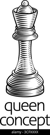 Queen Concept Chess Piece Icon Stock Vector