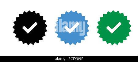 Verified Icon Set with Colored Check Marks Stock Vector
