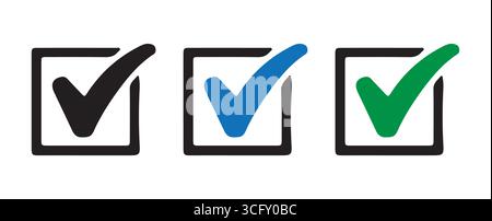 checkmark vector set. Check box icon with correct, accept checkmark icons tick box Stock Vector
