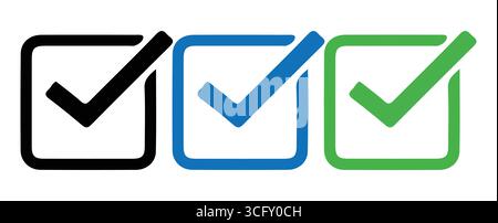 checkmark vector set. Check box icon with correct, accept checkmark icons tick box Stock Vector