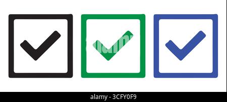 checkmark vector set. Check box icon with correct, accept checkmark icons tick box Stock Vector