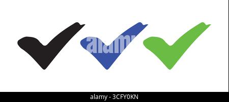 Verified Icon Set with Colored Check Marks Stock Vector