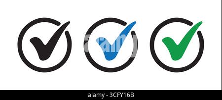 Reliable Checkmark Icons in Multiple Colors Stock Vector