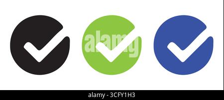 Minimalist Checkmark Icons in Black, Blue, and Green vector illustration Stock Vector
