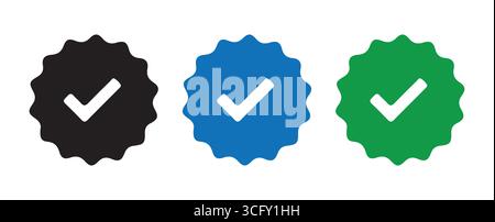 Multicolor Confirmation Tick Symbol Set Stock Vector