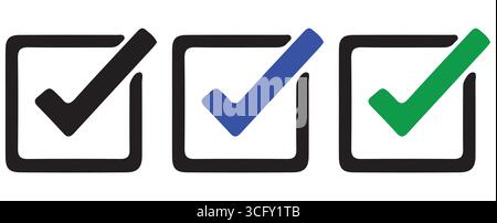 Verified Tick Mark Set in Modern Style Stock Vector