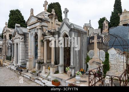 The Cimetière du Château in Nice, France, stands on the old citadel and the cemetery is as much popular for its function as for the scenic views of th Stock Photo