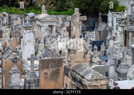 The Cimetière du Château in Nice, France, stands on the old citadel and the cemetery is as much popular for its function as for the scenic views of th Stock Photo