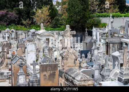The Cimetière du Château in Nice, France, stands on the old citadel and the cemetery is as much popular for its function as for the scenic views of th Stock Photo