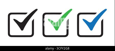 Verified Tick Mark Set in Modern Style Stock Vector