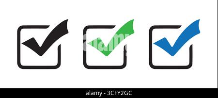 Verified Tick Mark Set in Modern Style Stock Vector
