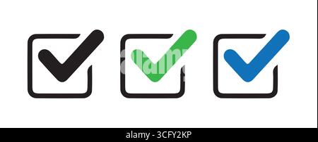 Verified Tick Mark Set in Modern Style Stock Vector