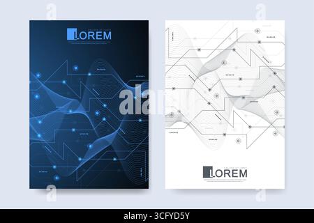 Abstract digital technology cover template design for a report and brochure, flyer, leaflets, poster, header, banner, website, presentation. Vector Stock Vector
