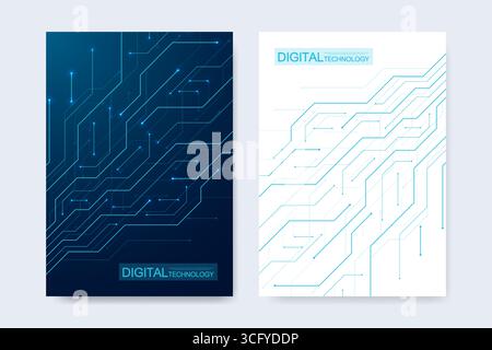 Abstract digital technology cover template design for a report and brochure, flyer, leaflets, poster, header, banner, website, presentation. Vector Stock Vector