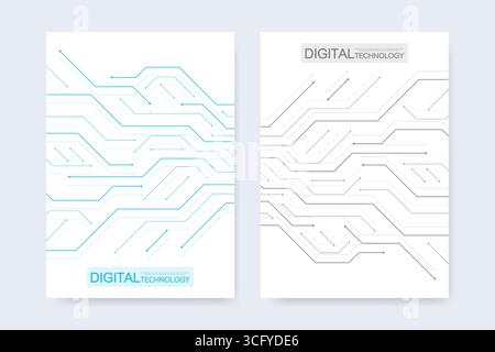 Abstract digital technology cover template design for a report and brochure, flyer, leaflets, poster, header, banner, website, presentation. Vector Stock Vector