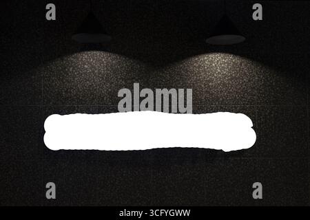a sign on the wall illuminated by lamps, web marketing. A business banner. Notification of a message. Background with neon glow. Vector illustration Stock Photo