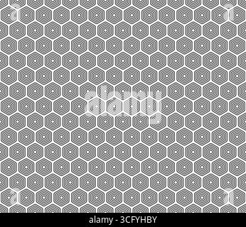 Hexagon background design. Charcoal Gray color on matching background. Bold rounded stacked hexagons mosaic pattern. Hexagon cells. Seamless pattern. Stock Vector