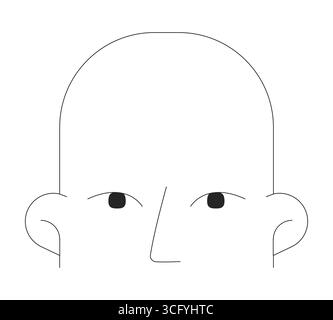 Minimalist bald head line drawing 2D object Stock Vector