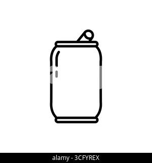 Aluminum soda or beer can line art vector icon for apps and websites Stock Vector