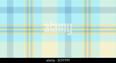 Soft Blue and Yellow Plaid Pattern, Seamless Tartan Checkered Design, Ideal for Textiles, Wallpapers, Fashion, and Spring-Themed Projects Stock Vector