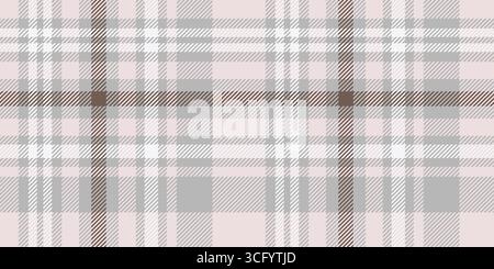 Light Pink and Gray Plaid Pattern, Classic Tartan Checkered Design with Soft Neutral Tones, Perfect for Textiles, Fashion, Modern Interiors, and Digit Stock Vector