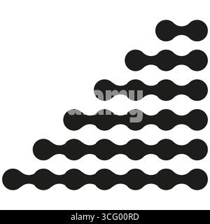 Black circles pattern. Wavy line vector. Abstract geometric illustration. Rounded shapes background. EPS 10. Stock Vector
