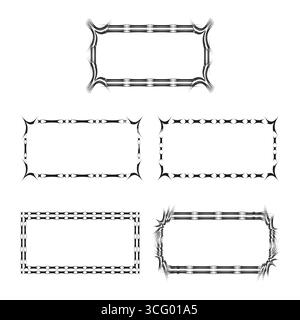 Dotted border frames. Dashed rectangle shapes. Outline design elements. Vector collection illustration. EPS 10. Stock Vector