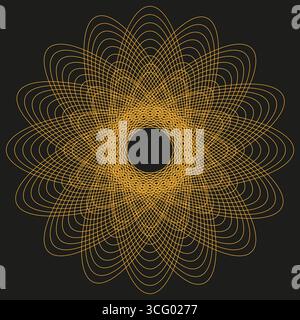 Abstract Vector pattern. Intricate line illustration. Hypnotic circular symbol. Brown gold ornament. EPS 10. Stock Vector