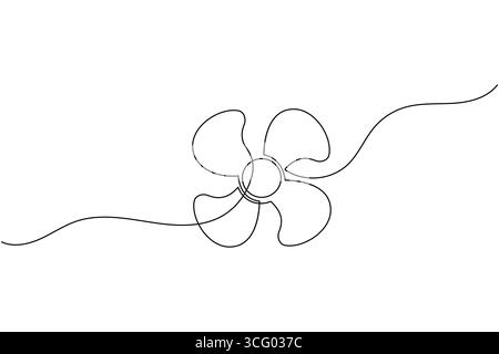 One line drawing of propeller fan with three blades simple minimalist continuous line art illustration Stock Vector