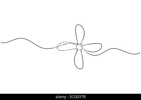 One line drawing of propeller fan with three blades simple minimalist continuous line art illustration Stock Vector