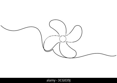 One line drawing of propeller fan with three blades simple minimalist continuous line art illustration Stock Vector